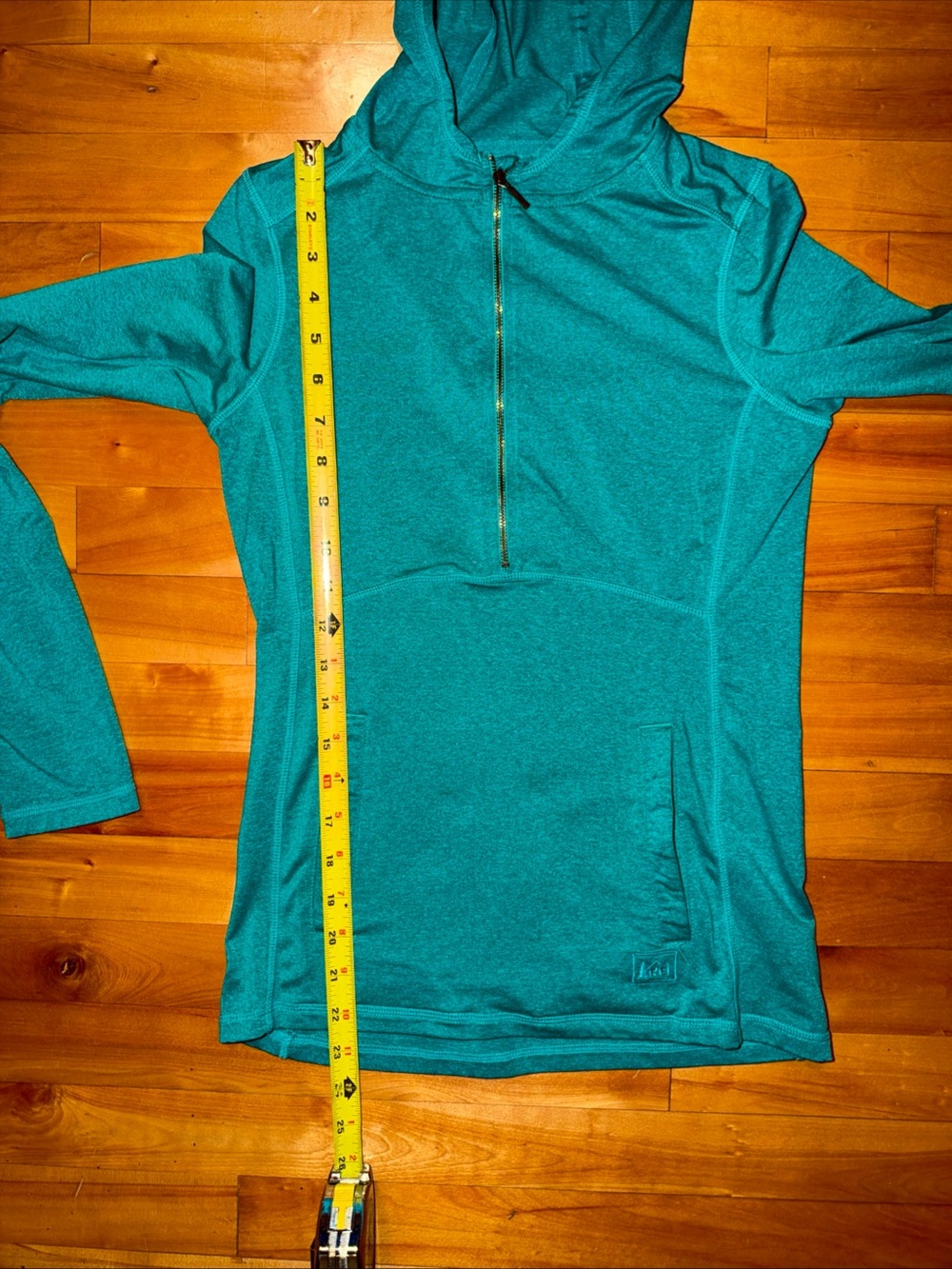 REI Womens XXS Teal Hooded 1/2 Zip Pullover Running Hiking Performance Top - Picture 8 of 13